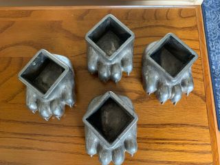 Set Of 4 Vintage Fisher Inc.  Wood Burning Stove Silver Metal Claw Feet