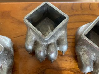 Set of 4 Vintage Fisher Inc.  Wood Burning Stove Silver Metal Claw Feet 2