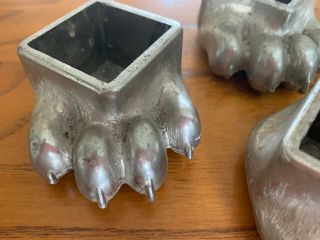 Set of 4 Vintage Fisher Inc.  Wood Burning Stove Silver Metal Claw Feet 3