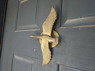 Vintage Door Knocker Doorknocker Solid Metal In Flight Bird Mallard Duck Brass