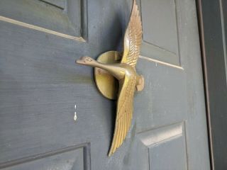 Vintage Door Knocker Doorknocker solid metal in Flight Bird Mallard Duck brass 2