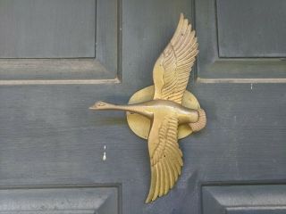Vintage Door Knocker Doorknocker solid metal in Flight Bird Mallard Duck brass 3