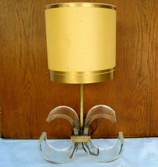 Lampe Style: Michel Dumas ?.  Plexiglass,  Bague Bronze,  Abat - Jour H 61 Cm Vintage