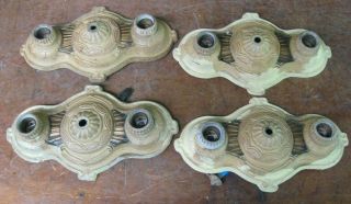 Matching Set Of 4 Vintage Ceiling Light Fixtures,  Cast Metal - As Found