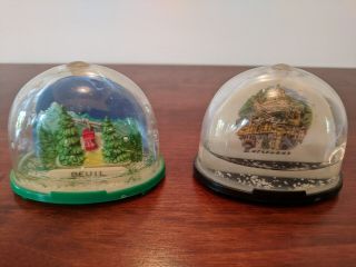2 Vintage Plastic Snow Globes From France - Beuil & Entrevaux Scenic Locations