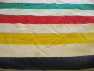 Vintage Hudson Bay England 6 Point 100 Wool Stripes Queen Blanket