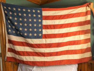 Vintage 48 Star American Flag,  Sewn Stripes,  66 " X 44 "