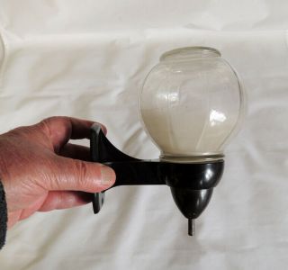 Vintage Glass Soap Dispenser With Black Wall Mounts