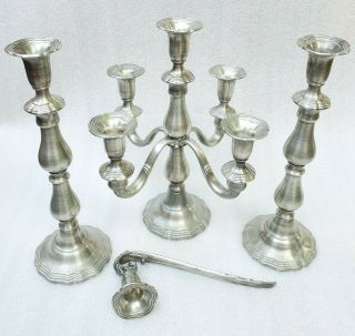 Vintage Colonial Casting Co (ccc) Pewter Candelabra,  2 Candlesticks,  Meriden Ct