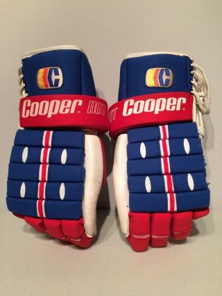Vintage Cooper Bdt W Armadillo Thumb Protection Pro Hockey Gloves 14 " W Laces