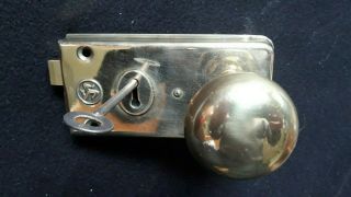 Vintage Solid Brass Surface Mounted Rim Door Lock Latch Right Left Hand,