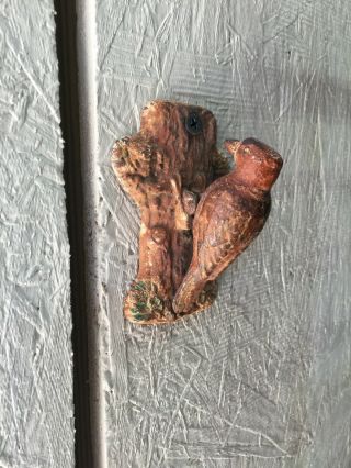 Antique Cast Iron Brown Colors Woodpecker Door Knocker