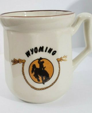 Vintage Cowboy Rodeo Rope Wyoming Coffee Mug Cup Western 8 Oz.