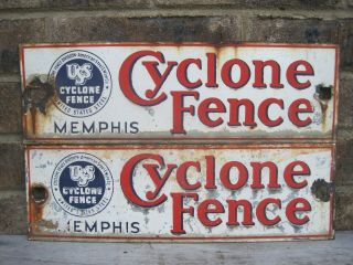 (2) Vintage Cyclone Fence United States Steel Porcelain Signs,  Memphis Tn