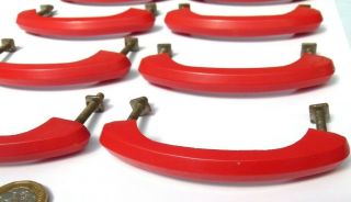 Set X 8 Red Plastic Chest Drawers Door Pull Handles Classic Vintage 1950s Ref90