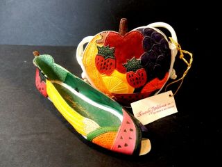 Just The Right Shoe By Raine Colorful Fruity Flat And Matching Purse Euc