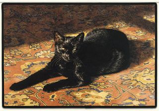 Sunbathing Black Cat Doormat With Nonskid Rubber Backing - 18 " X 27 "