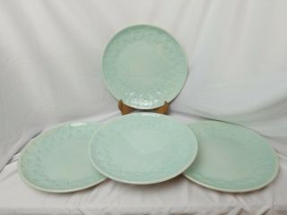 Peacock Plates Feather Molded Edge Light Blue Turquoise by Edie Rose Home Qty 4 2