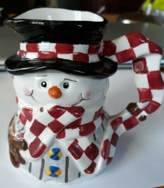 Christmas Snowman World Bazaars Inc.  Ceramic Holiday Pitcher