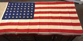 Usa Vintage Flag 48 Stars Large 58 " X 33 " Linen Stripes Stitched Gromet