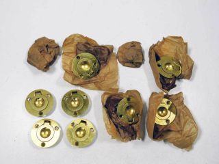 10 Matching Vintage Inset Flush Mount Ring Pulls - Cast Brass - Nos