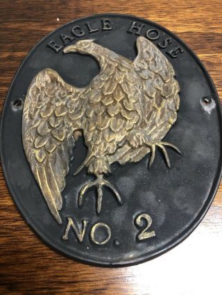 Vintage Eagle Hose No 2 Cast Iron Insurance Plaque 2