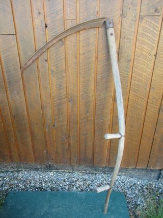 Vintage Antique 60 " Long Scythe Hay Grain Sickle Farm Tool Blade Is 28 " Long