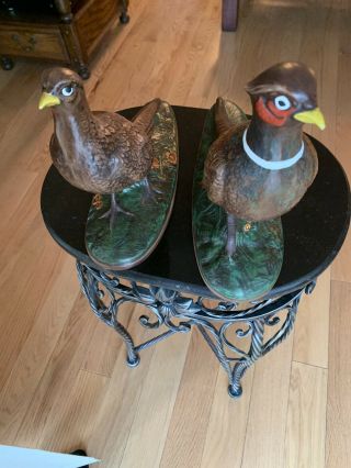 Pair (2) Vintage HOLLAND MOLD QUAIL Partridge FIGURINE Ceramic Pottery With Sig 2