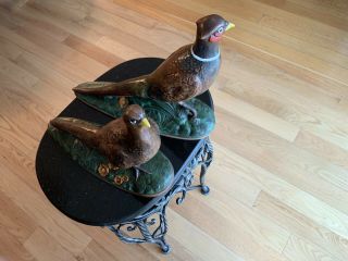 Pair (2) Vintage HOLLAND MOLD QUAIL Partridge FIGURINE Ceramic Pottery With Sig 3