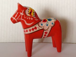 Vintage Dala Hand Crafted Wood Horse Akta Dalahemslojd Scandinavian Folk Art