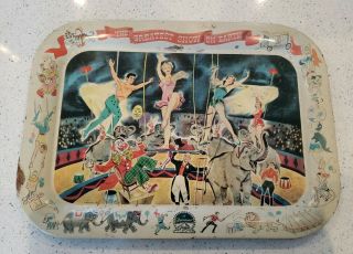 Rare Metal 1952 Painted Nesco The Greatest Show On Earth Circus Tray Paramount