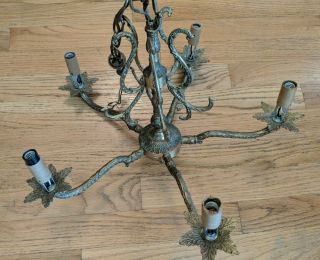 Ornate Vintage Spanish Style Chandelier 6 Arms As - Is