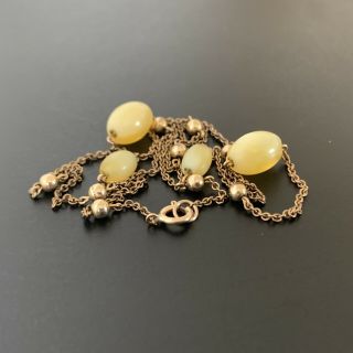 Vintage Antique 9ct Gold Yellow Quartz Bead 18” Necklace Chain 5.  21g