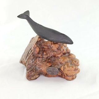 John Perry Humpback Whale Sculpture On Burlwood Driftwood