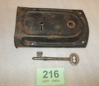 Antique Brass And Steel Rim Door Lock With Key 216