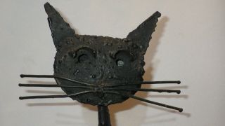 Brutalist Metal Black Cat Sculpture Abstract Statue 2