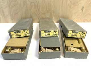 3 Pairs Vintage Brass Stanley Sweetheart Sw Cannon Ball 3 1/2 " Hinges,  In Boxes