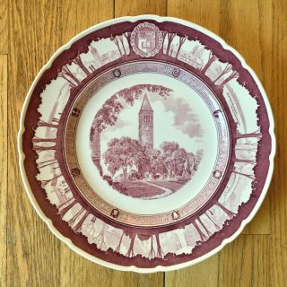 Vintage Wedgwood Cornell University Souvenir Plate Library Mcgraw Tower Red