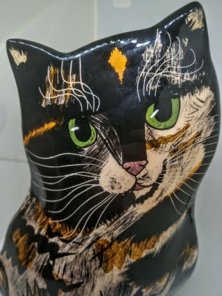Cats By Nina Nina Lyman 8 " Calico Cat Ceramic Vase.