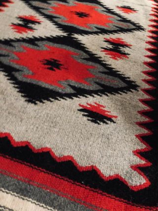 Vtg Navajo Saddle Blanket,  Hand Woven Native American Wool Rug 59” X 28” 2
