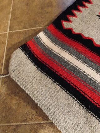 Vtg Navajo Saddle Blanket,  Hand Woven Native American Wool Rug 59” X 28” 3
