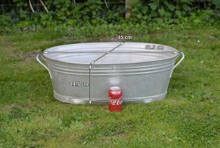 Vintage Old Metal Aluminium Bath Washing Tub Bowl 68.  5 Cm Dog Wash Postage