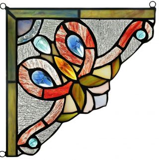 Victorian Tiffany Style Stained Glass Corner Window Panel 8 " Home Decor