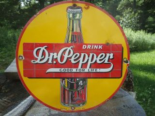 Old Vintage 1939 Drink Dr.  Pepper Good For Life Porcelain Soda Sign