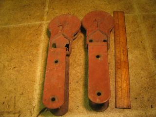 Vintage Pair Sure Grip Cast Iron Barn Door Rollers Hangers