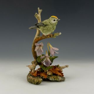 Vintage Country Artists - Goldcrest With Common Dog Violet - Bird Study Figure