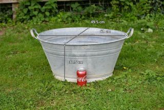Old Galvanized Washing Bowl Bath Tub - 62 Cm - Postage