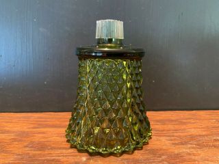 Vintage Home Interior Green Glass Diamond Cut Pattern Candle Holder Votive Cup