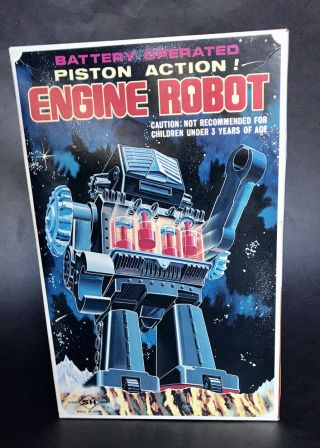 Vintage Horikara Battery Operated Piston Action Engine Walking Robot