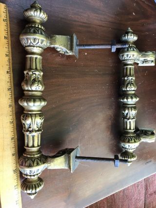 Ornate Solid Brass Door Handles Large 8.  2 Pounds